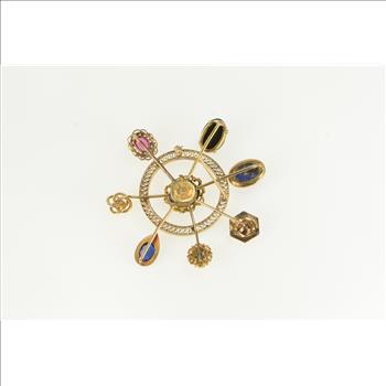 14K Arts + Crafts Victorian Stick Pin Cluster Yellow Gold Pin/Brooch