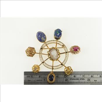 14K Arts + Crafts Victorian Stick Pin Cluster Yellow Gold Pin/Brooch