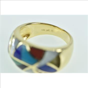 14K Asch Grossbardt Diamond Geometric Yellow Gold Ring, Size 7