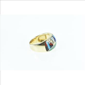 14K Asch Grossbardt Diamond Geometric Yellow Gold Ring, Size 7