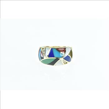 14K Asch Grossbardt Diamond Geometric Yellow Gold Ring, Size 7