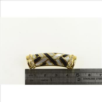 14K Asch Grossbardt Diamond Woven Onyx Inlay Yellow Gold Pendant