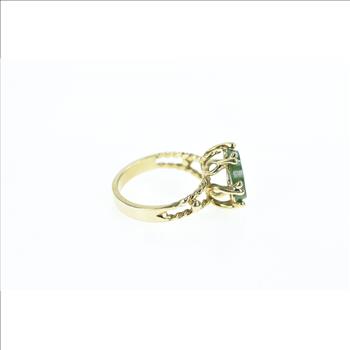 14K Asian Nephrite Pisces Astrology Zodiac Yellow Gold Ring, Size 5.25