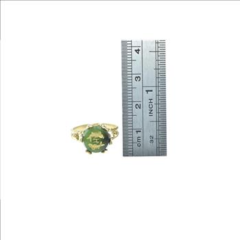 14K Asian Nephrite Pisces Astrology Zodiac Yellow Gold Ring, Size 5.25