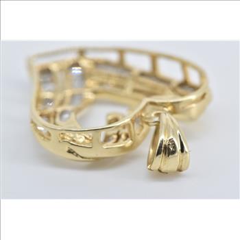 14K Baguette Diamond Heart Love Symbol Yellow Gold Pendant