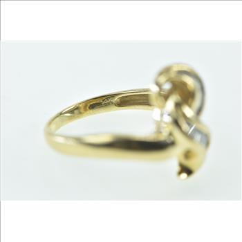 14K Baguette Diamond Wavy Twist Vintage Statement Yellow Gold Ring, Size 5.25