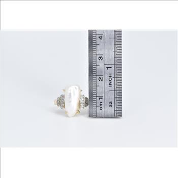 14K Baroque Pearl Diamond Accent Statement Yellow Gold Ring, Size 5.75