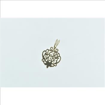 14K Best Friend Word Cut Out Friendship Filigree Yellow Gold Charm/Pendant