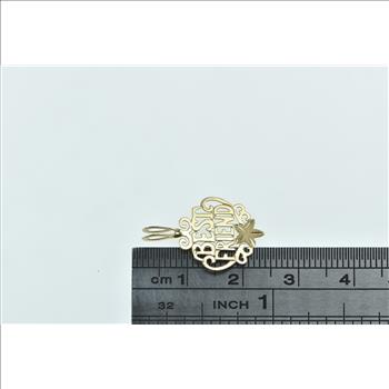 14K Best Friend Word Cut Out Friendship Filigree Yellow Gold Charm/Pendant