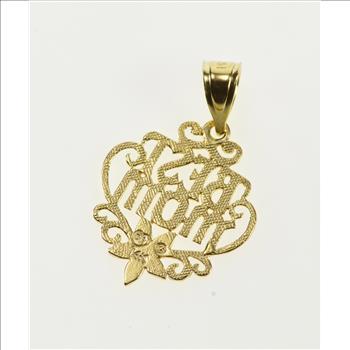 14K Best Mom #1 Mother Mother's Day Gift Yellow Gold Pendant