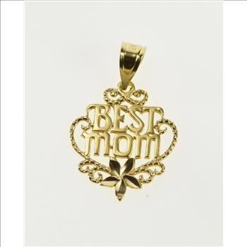 14K Best Mom #1 Mother Mother's Day Gift Yellow Gold Pendant