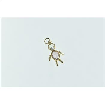 14K Birthstone Baby February Syn. Amethyst CZ Yellow Gold Charm/Pendant