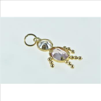 14K Birthstone Baby February Syn. Amethyst CZ Yellow Gold Charm/Pendant