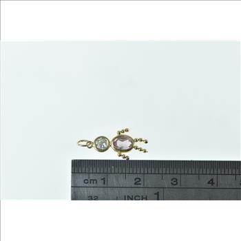 14K Birthstone Baby February Syn. Amethyst CZ Yellow Gold Charm/Pendant