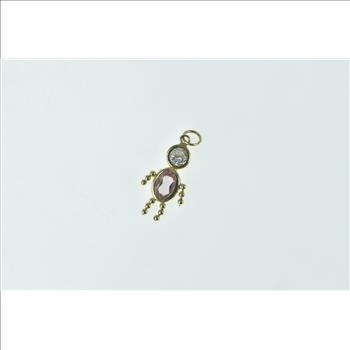 14K Birthstone Baby February Syn. Amethyst CZ Yellow Gold Charm/Pendant