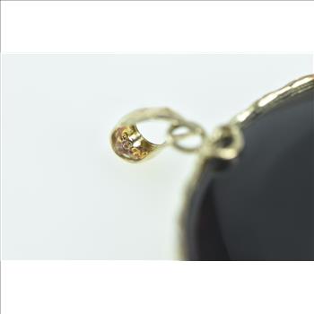 14K Black Onyx Chinese Dragon Bi Ornate Yellow Gold Pendant