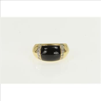 Indochine 14k Black Onyx & Diamond Bamboo Frame Ring main image 1