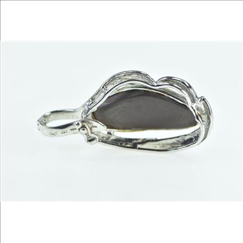 14K Black Opal Diamond Accent Curvy Statement White Gold Pendant