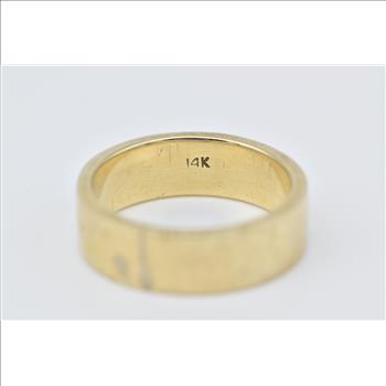 14K Black Opal Inlay Vintage Statement Band Yellow Gold Ring, Size 5.25