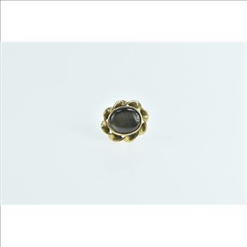 14K Black Star Sapphire Twist Trim Vintage Lapel Yellow Gold Pin/Brooch