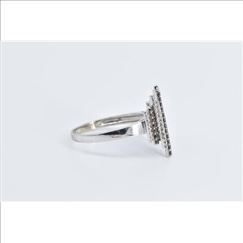 14K Black & White Diamond Staggered Bar Statement White Gold Ring, Size 10