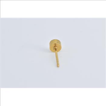 14K Blue Topaz Round Bezel Single Stud Yellow Gold Earring