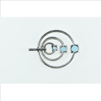 14K Blue Topaz Tiered Circle Diamond Ring White Gold Pendant
