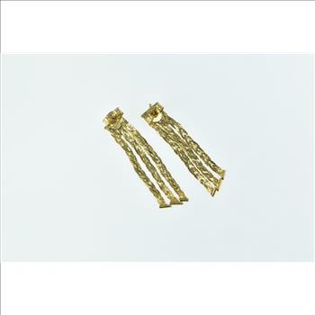 14K Braided Woven Dangle Chain Statement Yellow Gold Earrings