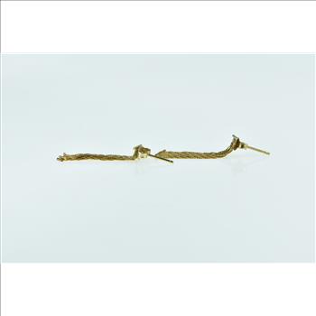 14K Braided Woven Dangle Chain Statement Yellow Gold Earrings