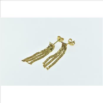 14K Braided Woven Dangle Chain Statement Yellow Gold Earrings