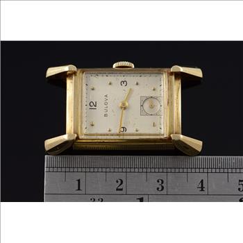 14K Bulova Vintage 40x20mm Square Mechanical Wrist Watch Yellow Gold