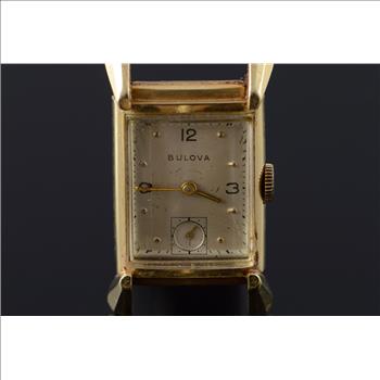 14K Bulova Vintage 40x20mm Square Mechanical Wrist Watch Yellow Gold