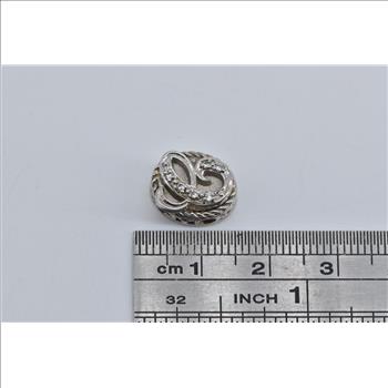 14K C Cursive Diamond Letter Slide Bracelet White Gold Charm/Pendant