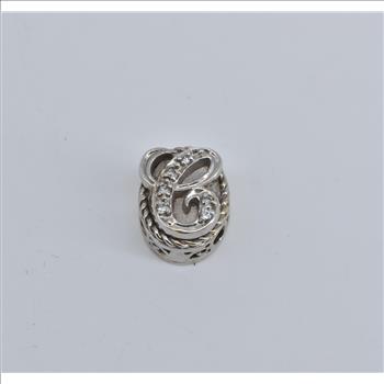 14K C Cursive Diamond Letter Slide Bracelet White Gold Charm/Pendant