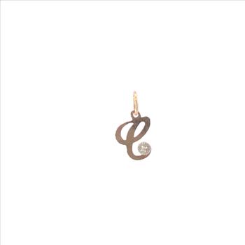 14K C Cursive Letter Initial Monogram Yellow Gold Charm/Pendant