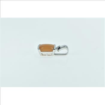 14K Carnelian Diamond Ornate Statement Squared White Gold Pendant