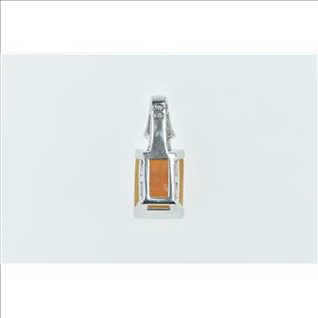 14K Carnelian Diamond Ornate Statement Squared White Gold Pendant