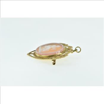 14K Carved Seated Lady Agate Cameo Yellow Gold Pendant/Pin