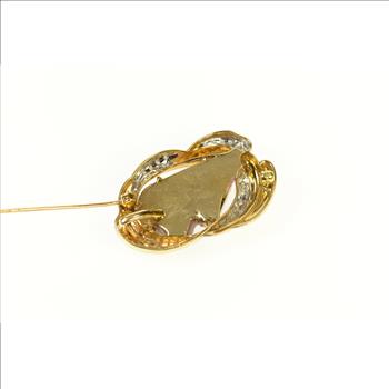 14K Carved Tourmaline Cameo Diamond Swirl Yellow Gold Pendant/Pin