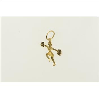 14K Cheerleader Cheer Pom Pom Yellow Gold Charm/Pendant