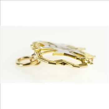 14K Chi Rho White Red Enamel Crossed Sword Yellow Gold Charm/Pendant