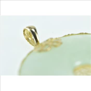 14K Chinese Jade Bi Happiness Fortune Round Yellow Gold Pendant