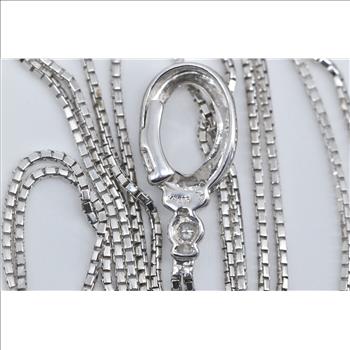 14K Citrine Blue Topaz Diamond Bolo Loop Lavalier White Gold Necklace 40