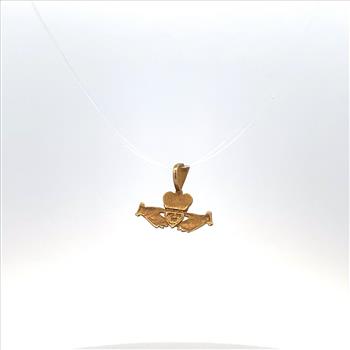 14K Claddagh Celtic Traditional Loyalty Symbol Yellow Gold Pendant