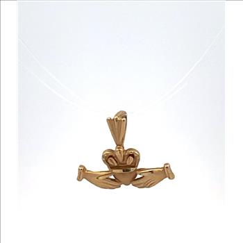 14K Claddagh Celtic Traditional Loyalty Symbol Yellow Gold Pendant