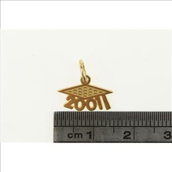 14K Class of 2001 '01 Graduation Cap Graduate Yellow Gold Charm/Pendant