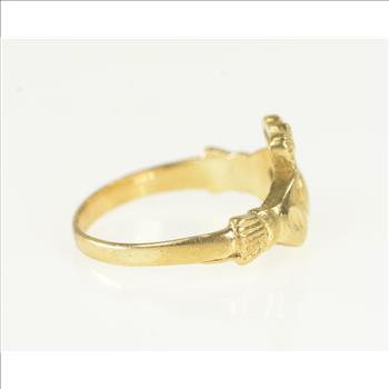 14K Classic Claddagh Loyalty Symbol Wedding Yellow Gold Ring, Size 8