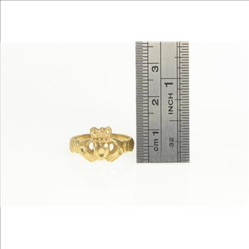 14K Classic Claddagh Loyalty Symbol Wedding Yellow Gold Ring, Size 8