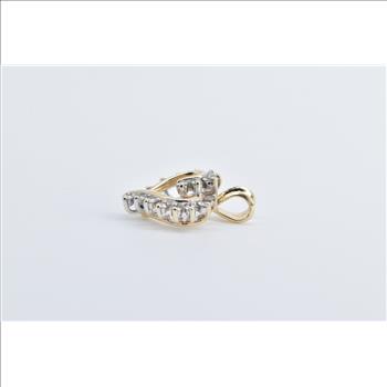 14K Classic Diamond Heart Love Symbol Curved Yellow Gold Pendant