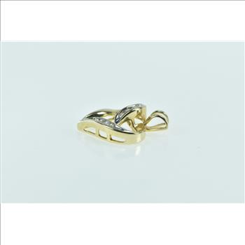 14K Classic Diamond Vintage Heart Love Symbol Yellow Gold Pendant